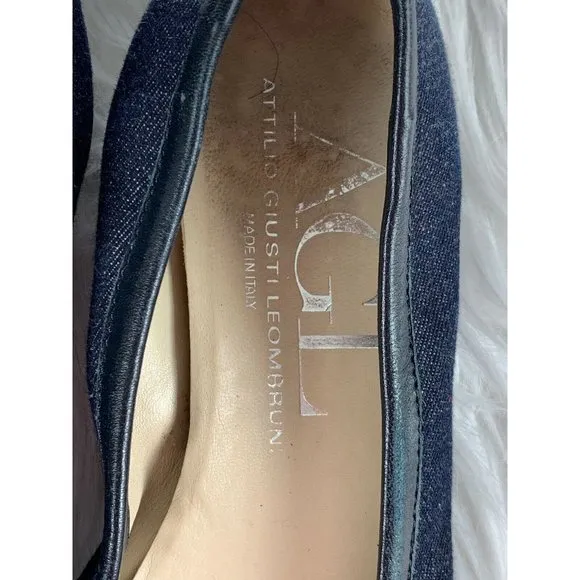 Attilo Giusti Ballet Flats size 8.5 Leombruni Denim Cap Toe Shoes US 38.5 Euro