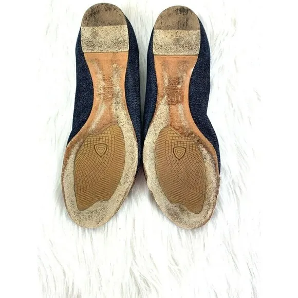 Attilo Giusti Ballet Flats size 8.5 Leombruni Denim Cap Toe Shoes US 38.5 Euro