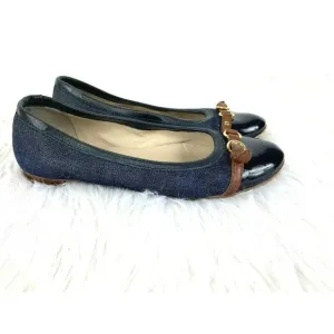 Attilo Giusti Ballet Flats size 8.5 Leombruni Denim Cap Toe Shoes US 38.5 Euro