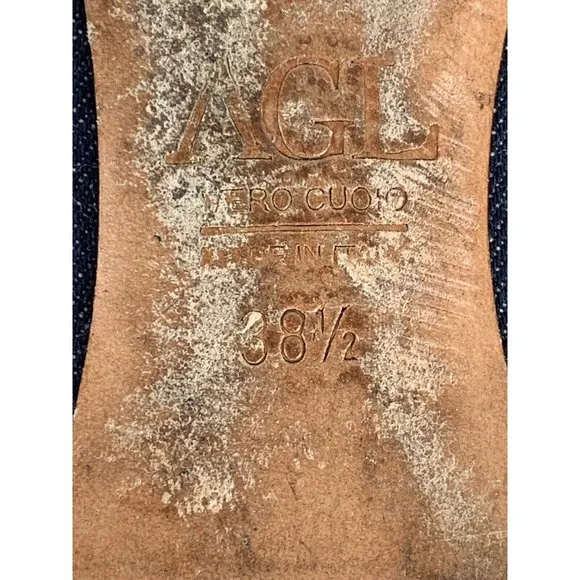 Attilo Giusti Ballet Flats size 8.5 Leombruni Denim Cap Toe Shoes US 38.5 Euro