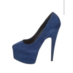 Authentic Giuseppe Zanotti Blue Suede Debra Platform Heels size IT 37 US 7