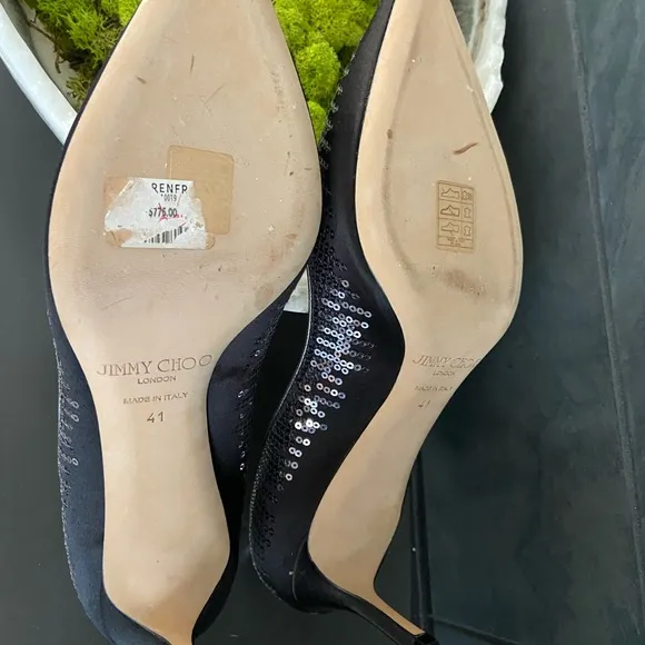 AUTHENTIC Jimmy Choo Black Stiletto Sequin Heels Size EU 41 / US 10