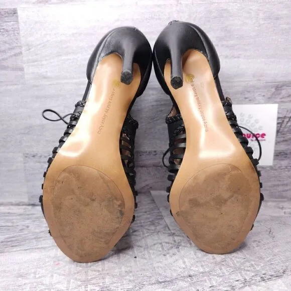 Avec Les Filles Joyce Stiletto Heeled Peep Toe Pump Bootie Black Women's sz 9