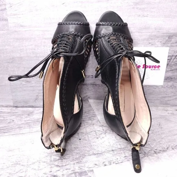 Avec Les Filles Joyce Stiletto Heeled Peep Toe Pump Bootie Black Women's sz 9