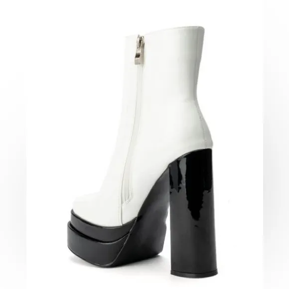Azalea Wang Black and White Platform High Heel Boots