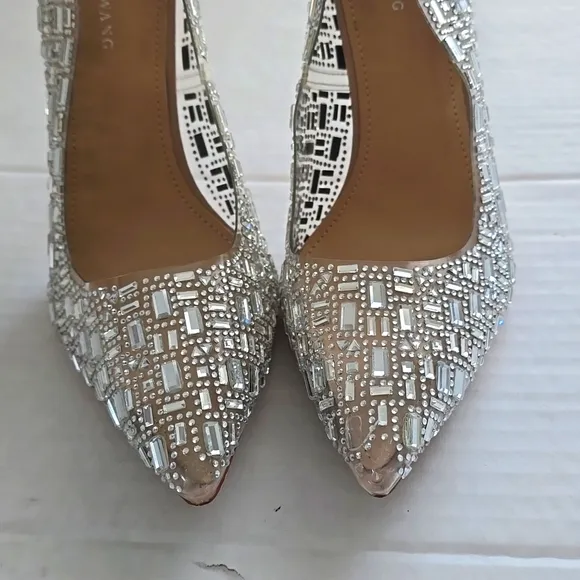 AZALEA WANG Jovie Crystal Embellished Clear Pump 8.5