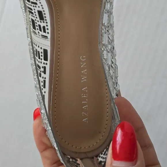 AZALEA WANG Jovie Crystal Embellished Clear Pump 8.5