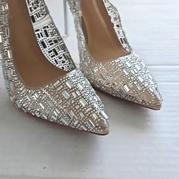 AZALEA WANG Jovie Crystal Embellished Clear Pump 8.5
