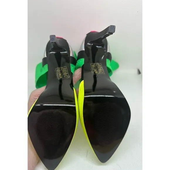 AZALEA WANG Your Body On Mine Stiletto Bootie Heels Neon Multi - Sz 8.5