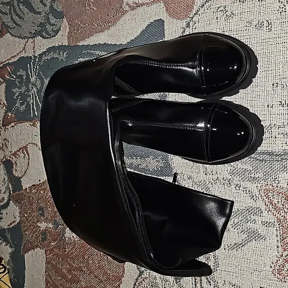 Azura Ioanna-B thigh high boots black faux leather euro size 42