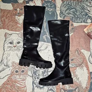 Azura Ioanna-B thigh high boots black faux leather euro size 42