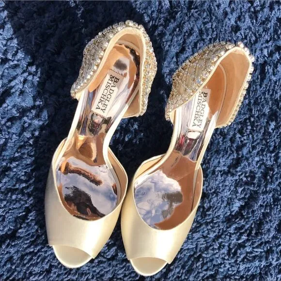 Badgley Mischka Adrina Embellished D'orsay peep toe heel