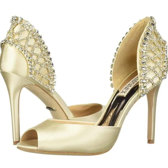 Badgley Mischka Adrina Embellished D'orsay peep toe heel