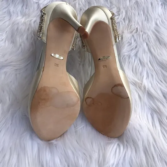 Badgley Mischka Adrina Embellished D'orsay peep toe heel