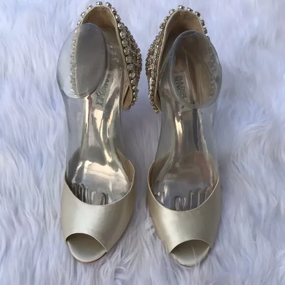 Badgley Mischka Adrina Embellished D'orsay peep toe heel
