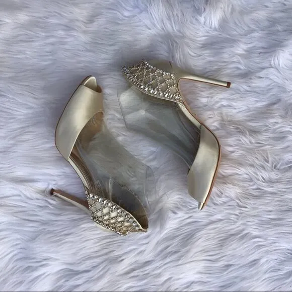 Badgley Mischka Adrina Embellished D'orsay peep toe heel