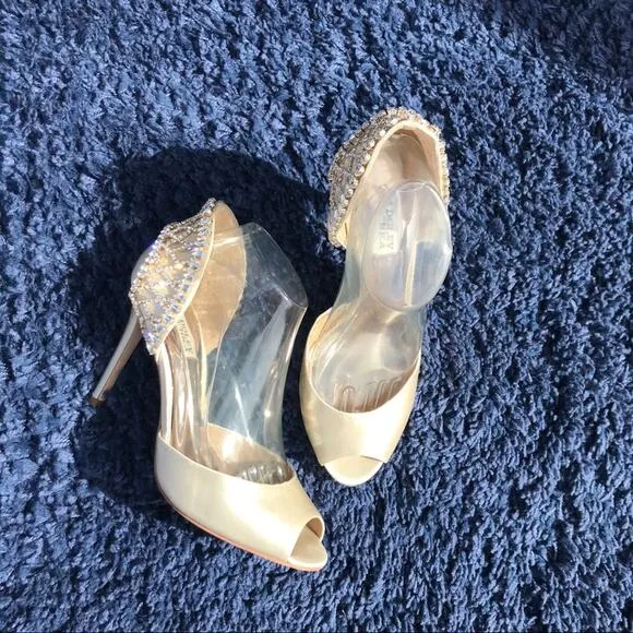 Badgley Mischka Adrina Embellished D'orsay peep toe heel
