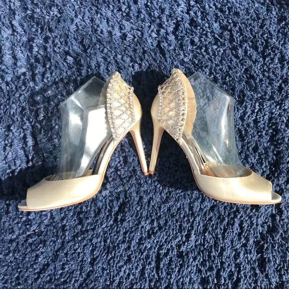Badgley Mischka Adrina Embellished D'orsay peep toe heel