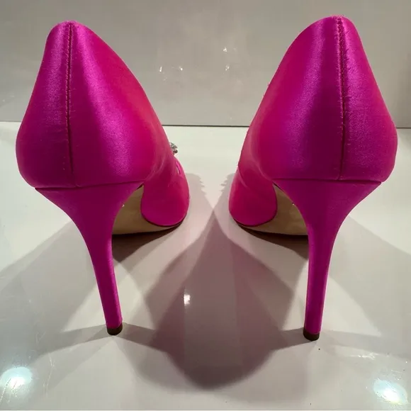 Badgley Mischka Cher Pump Pink Satin Heels with Embellishments