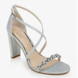 Badgley Mischka Daphne Embellished Strappy  Sandal in Silver Size 9.5