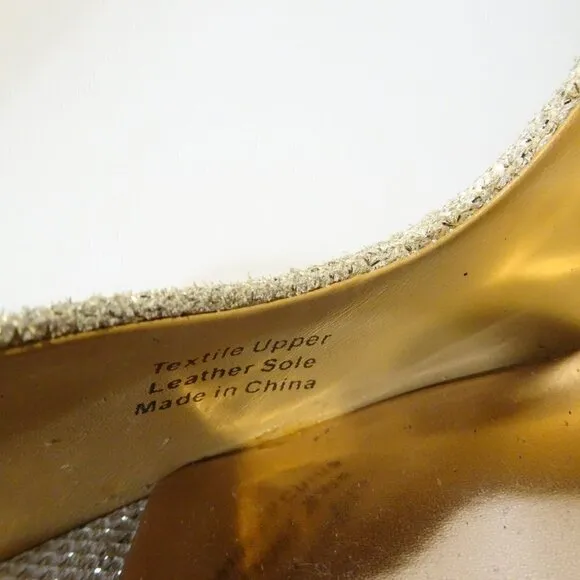 Badgley Mischka Heels Size 7.5 Shoe Metallic Gold Glitter Peep Toe Stiletto