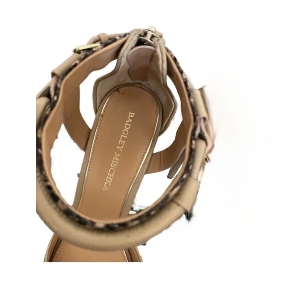 𝅺badgley Mischka Peep-Toe Platform Pumps with Snake Print &amp; Buckle Ankle Strap.