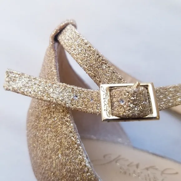Badgley Mischka | Platform Gold Glitter Sandals