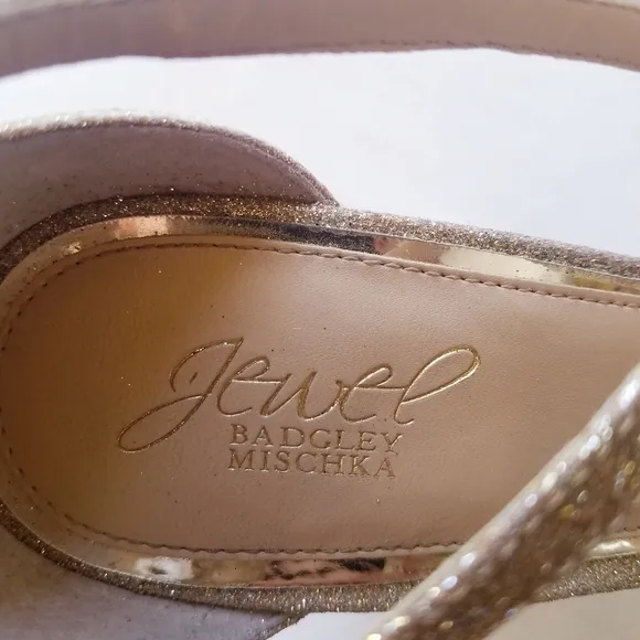 Badgley Mischka | Platform Gold Glitter Sandals