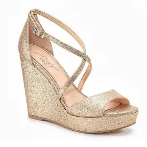 Badgley Mischka | Platform Gold Glitter Sandals