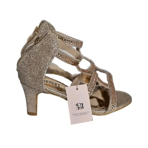 Badgley Mischka Rhinestone Pump Rose Gold Sandals SZ 2