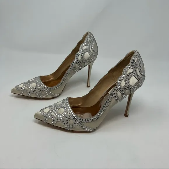 Badgley Mischka Rouge Embellished Closed Toe Pumps Heels Shoes Women 6 1/2 Prom