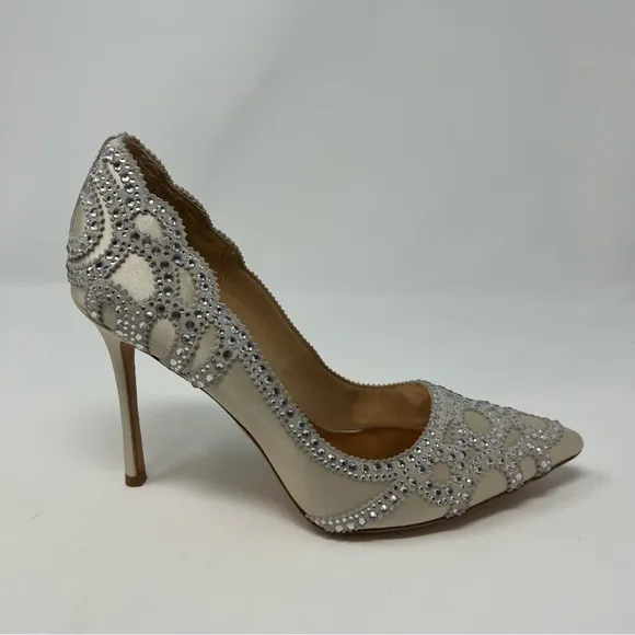 Badgley Mischka Rouge Embellished Closed Toe Pumps Heels Shoes Women 6 1/2 Prom
