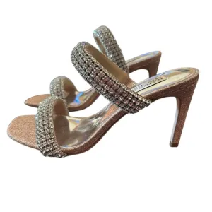 Badgley Mischka Sade Jeweled Double-Band Stiletto Heels Blush Gold NEW Size 6.5