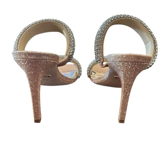Badgley Mischka Sade Jeweled Double-Band Stiletto Heels Blush Gold NEW Size 6.5