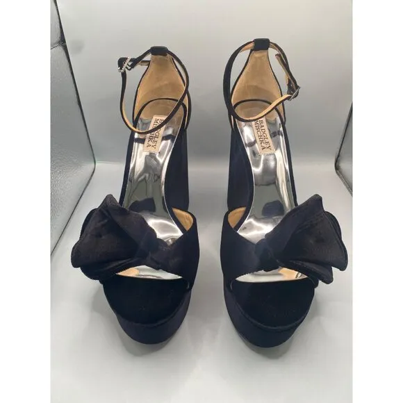 Badgley Mischka Women's Black Alora Square Toe Heel Platform Sandals Size 9 NWOB