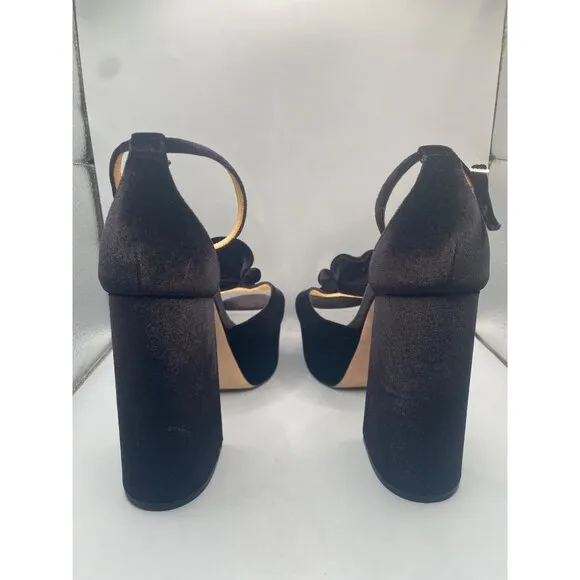 Badgley Mischka Women's Black Alora Square Toe Heel Platform Sandals Size 9 NWOB