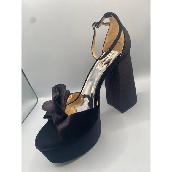 Badgley Mischka Women's Black Alora Square Toe Heel Platform Sandals Size 9 NWOB