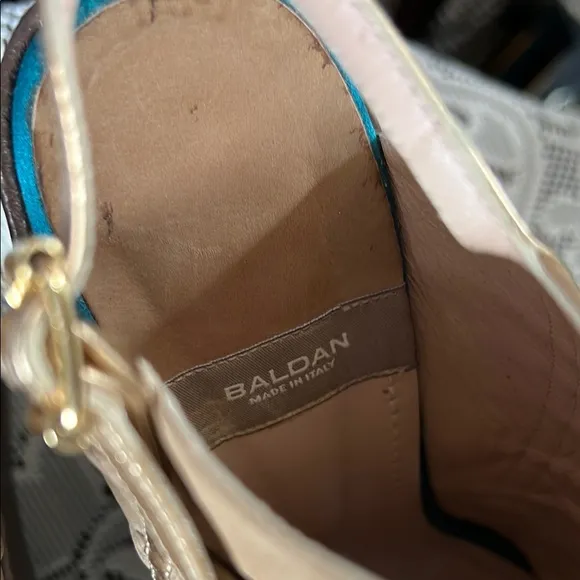 Baldan Tan Peep-Toe Wedge Sandals