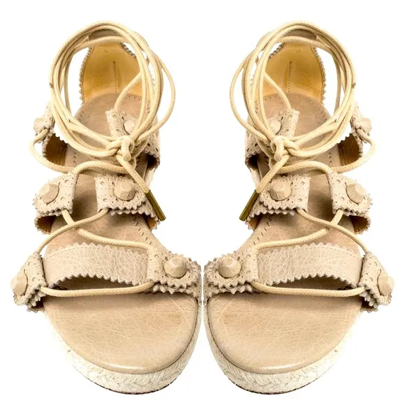 BALENCIAGA Arena Espadrille Ankle Wrap Gladiator Sandals