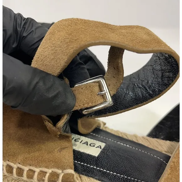 Balenciaga brown nubuck espadrille sandals sz 40 EU Preowned