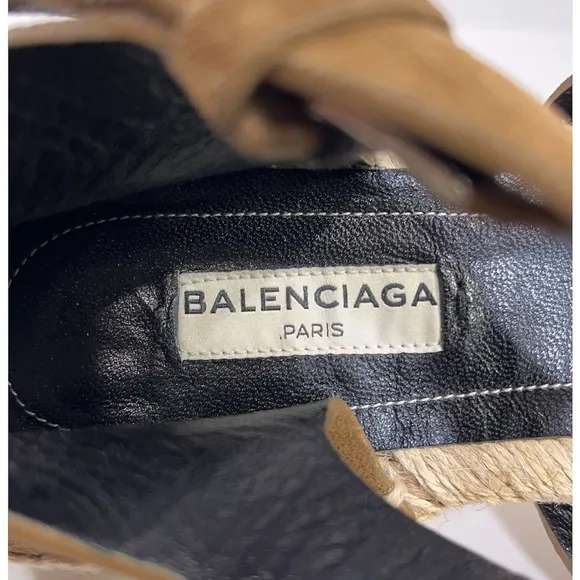 Balenciaga brown nubuck espadrille sandals sz 40 EU Preowned