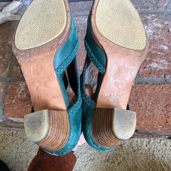 Bali Elf Spirit Walker Booties Green Leather Block Heel BEAUTIFUL!! SZ 8.5