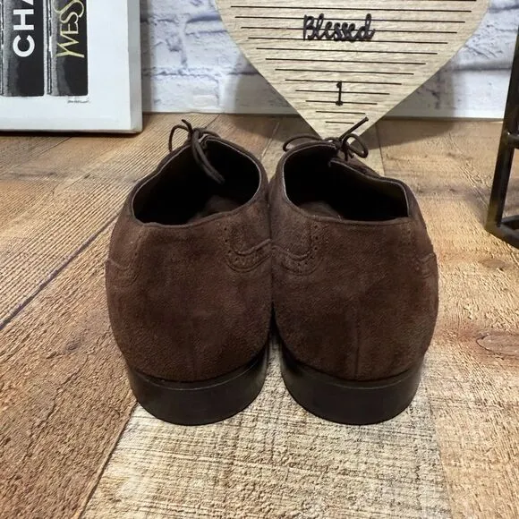 Bally Townsend Parawet Cigar Snuff Suede Broque Captoe Dress Shoes Sz 10.5D