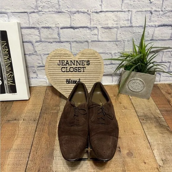 Bally Townsend Parawet Cigar Snuff Suede Broque Captoe Dress Shoes Sz 10.5D