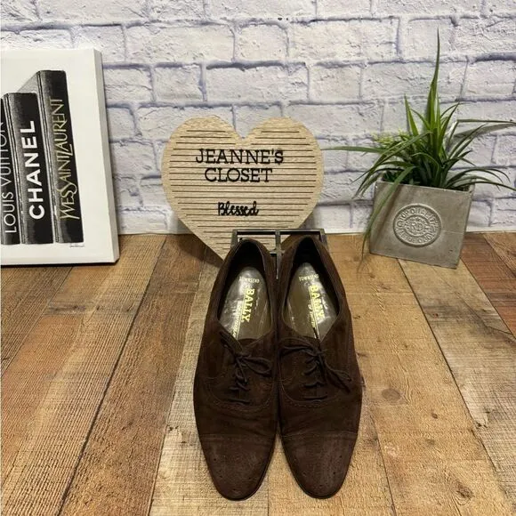 Bally Townsend Parawet Cigar Snuff Suede Broque Captoe Dress Shoes Sz 10.5D