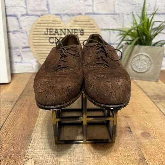 Bally Townsend Parawet Cigar Snuff Suede Broque Captoe Dress Shoes Sz 10.5D