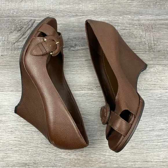 Banana Republic Dark Brown Leather Pia Wedges Size 9.5