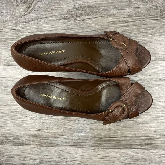 Banana Republic Dark Brown Leather Pia Wedges Size 9.5