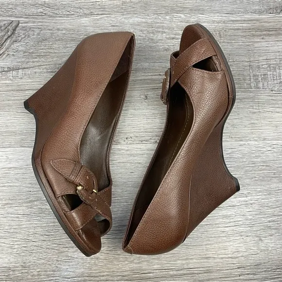 Banana Republic Dark Brown Leather Pia Wedges Size 9.5