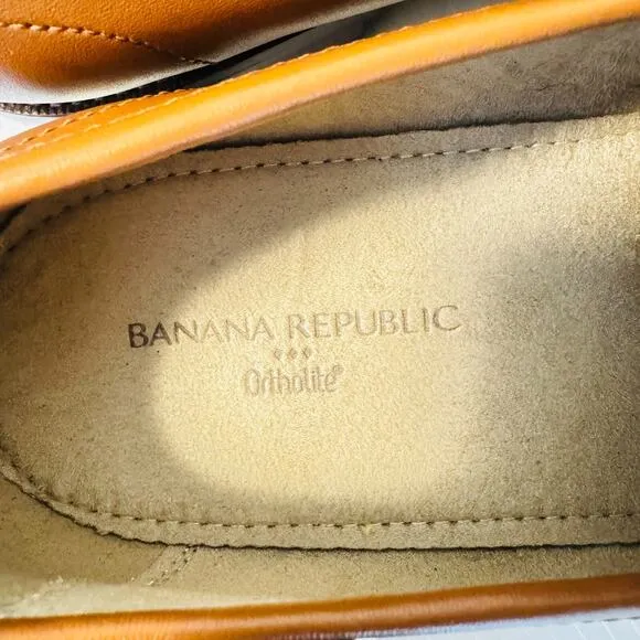 Banana Republic Mens 10.5 Brown Leather Penny Loafers Shoes Ortholite NEW